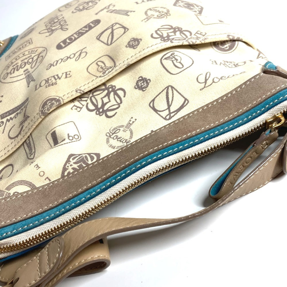 LOEWE 160周年記念 ロゴ 斜め掛け カバン ショルダーバッグ レザー/キャンバス ユニセックス ベージュ