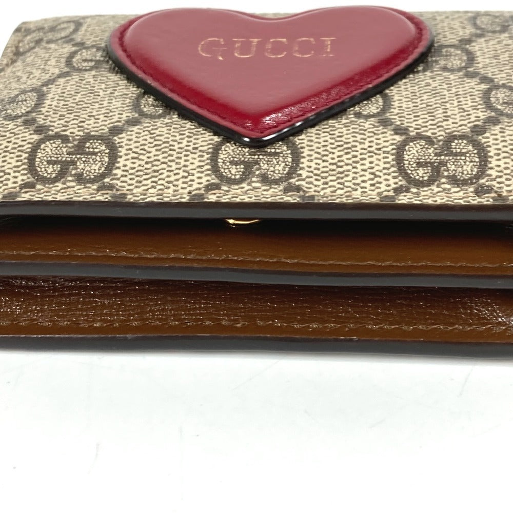 GUCCI 648848 GGスプリーム ハート ロゴ コンパクトウォレット 2つ折り財布 GGスプリームキャンバス ユニセックス ベージュ