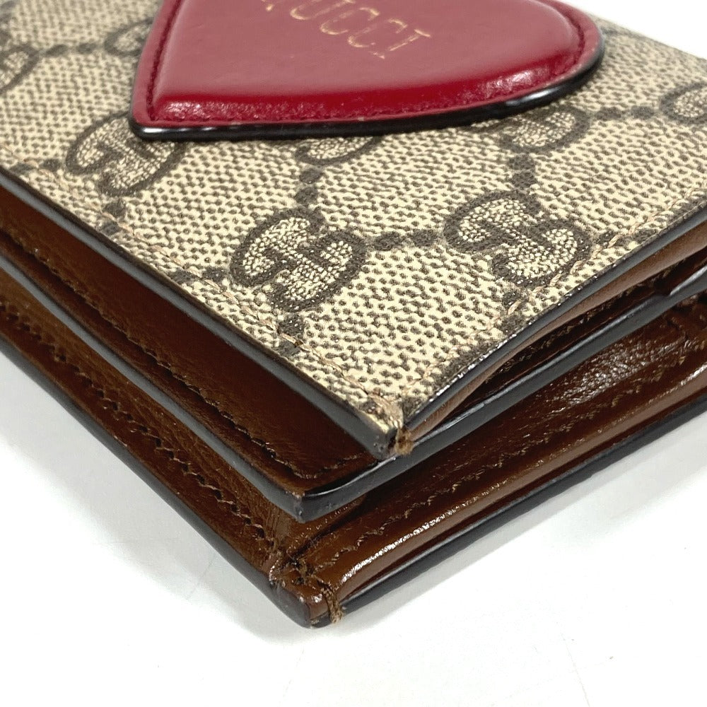GUCCI 648848 GGスプリーム ハート ロゴ コンパクトウォレット 2つ折り財布 GGスプリームキャンバス ユニセックス ベージュ