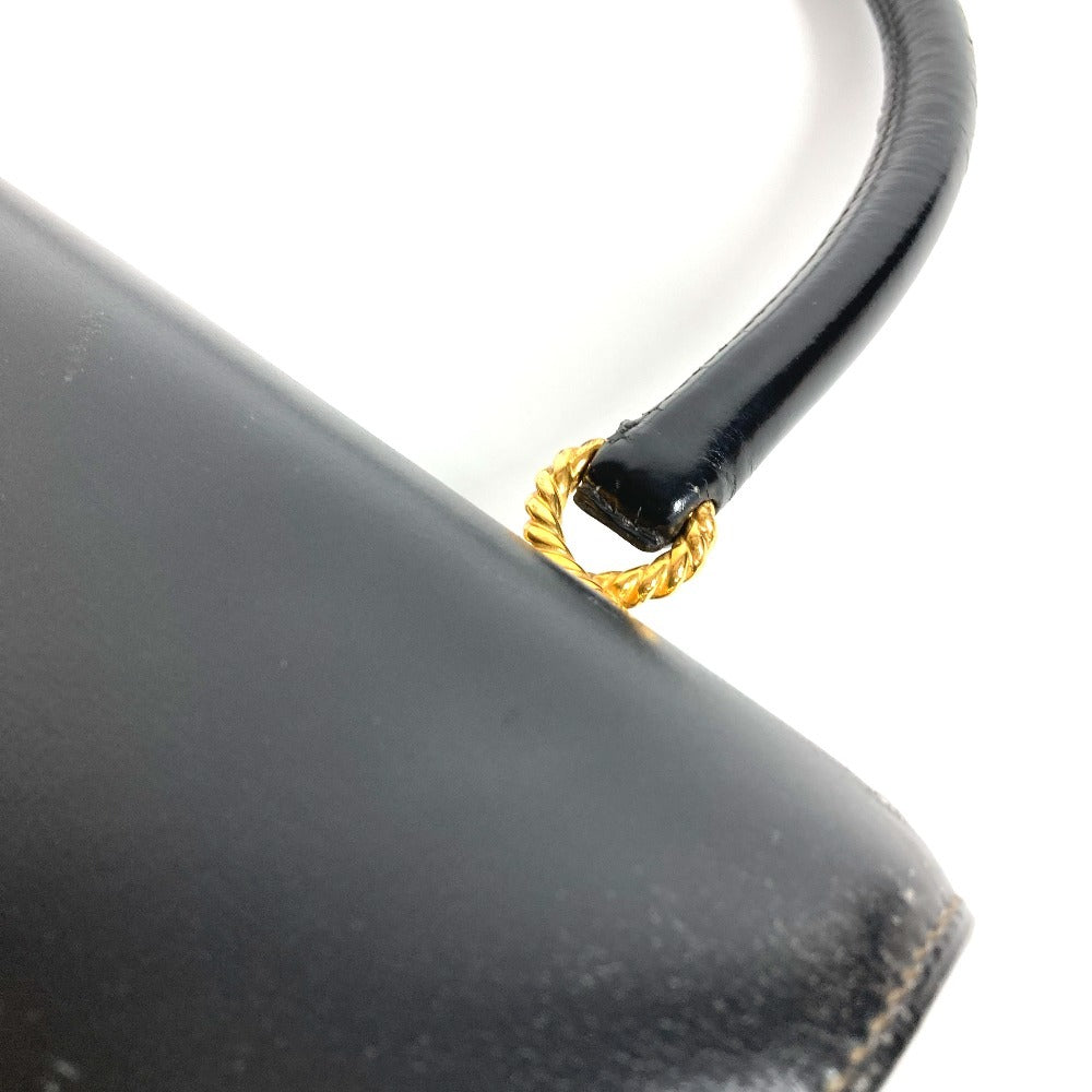 HERMES ヴィンテージ コルドリエール カバン フラップ ハンドバッグ レザー ユニセックス ブラック