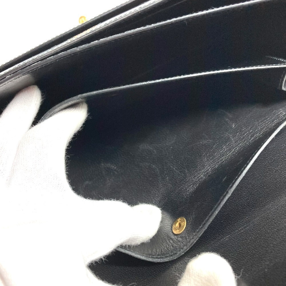 HERMES ヴィンテージ コルドリエール カバン フラップ ハンドバッグ レザー ユニセックス ブラック