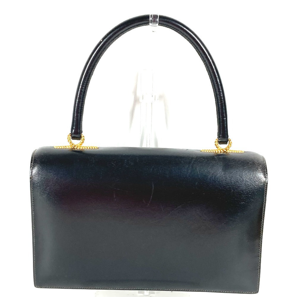 HERMES ヴィンテージ コルドリエール カバン フラップ ハンドバッグ レザー ユニセックス ブラック