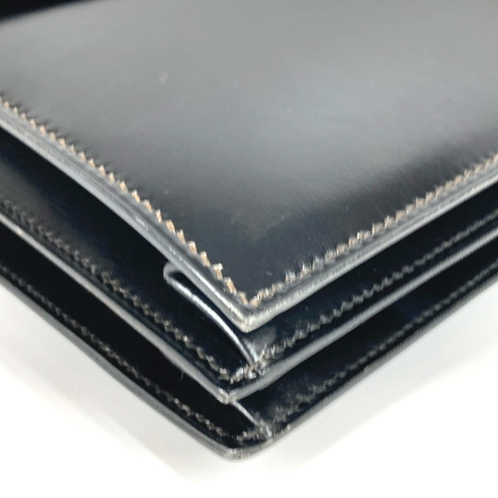 HERMES ヴィンテージ コルドリエール カバン フラップ ハンドバッグ レザー ユニセックス ブラック