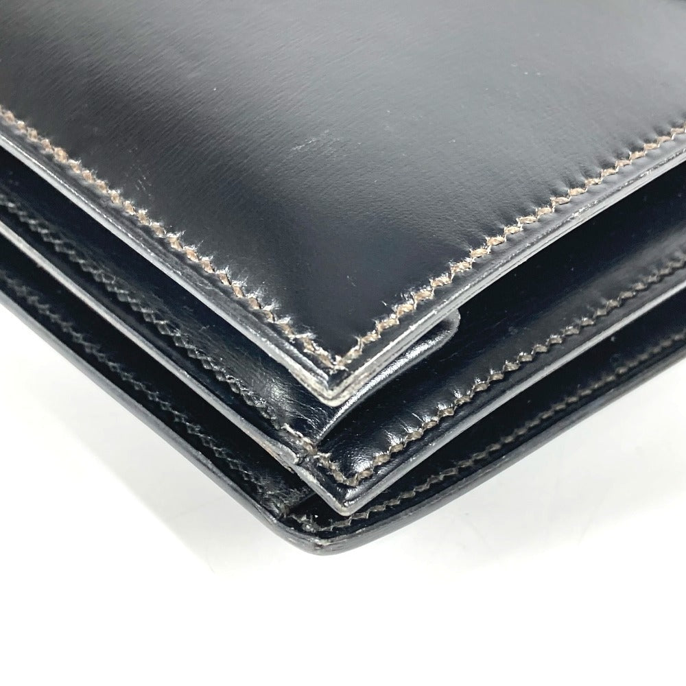 HERMES ヴィンテージ コルドリエール カバン フラップ ハンドバッグ レザー ユニセックス ブラック