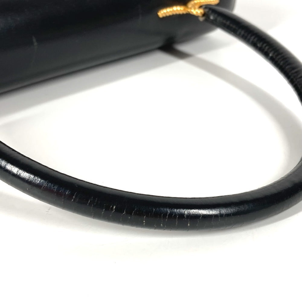 HERMES ヴィンテージ コルドリエール カバン フラップ ハンドバッグ レザー ユニセックス ブラック