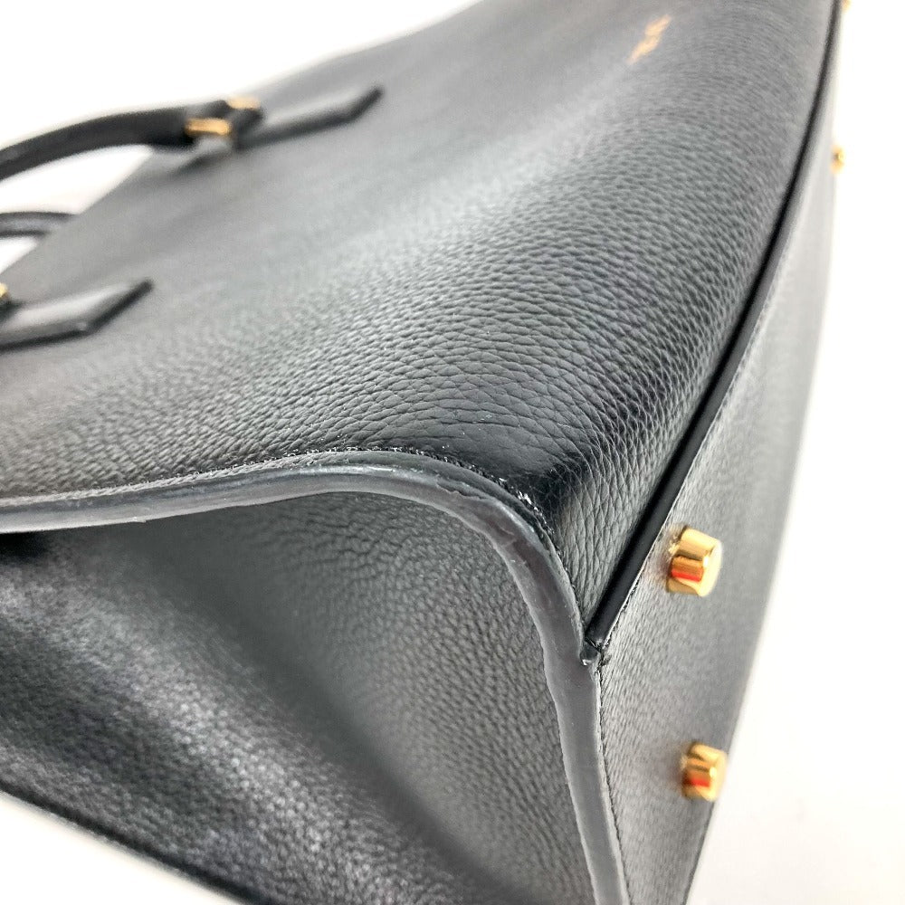 VERSACE VIRTUS ヴィルトゥス ロゴ Vロゴ グレカ カバン トートバッグ ハンドバッグ レザー ユニセックス ブラック