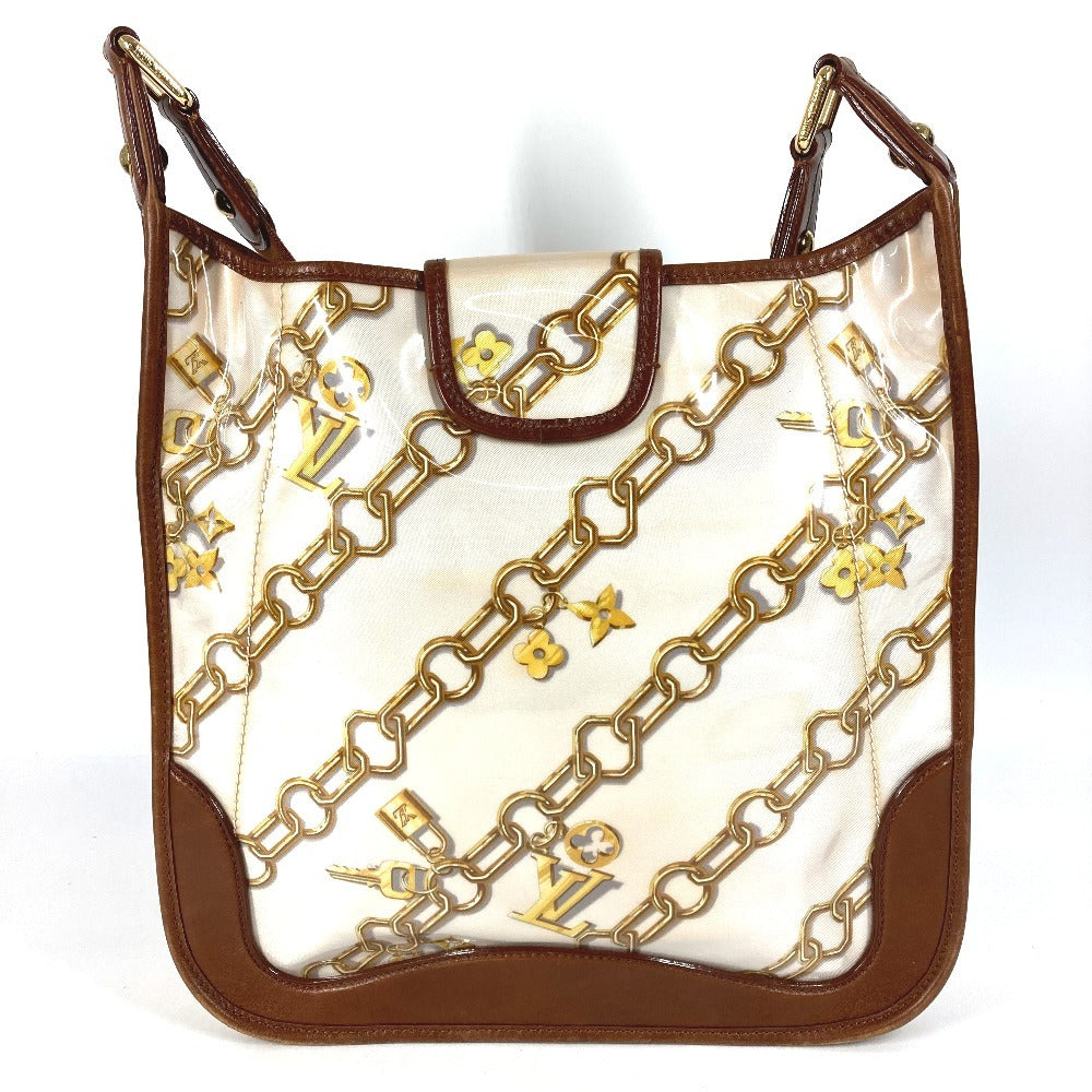 LOUIS VUITTON M95158 モノグラムチャーム ミュゼット カバン 斜め掛け チェーン柄 ショルダーバッグ ビニール/レザー レディース ホワイト