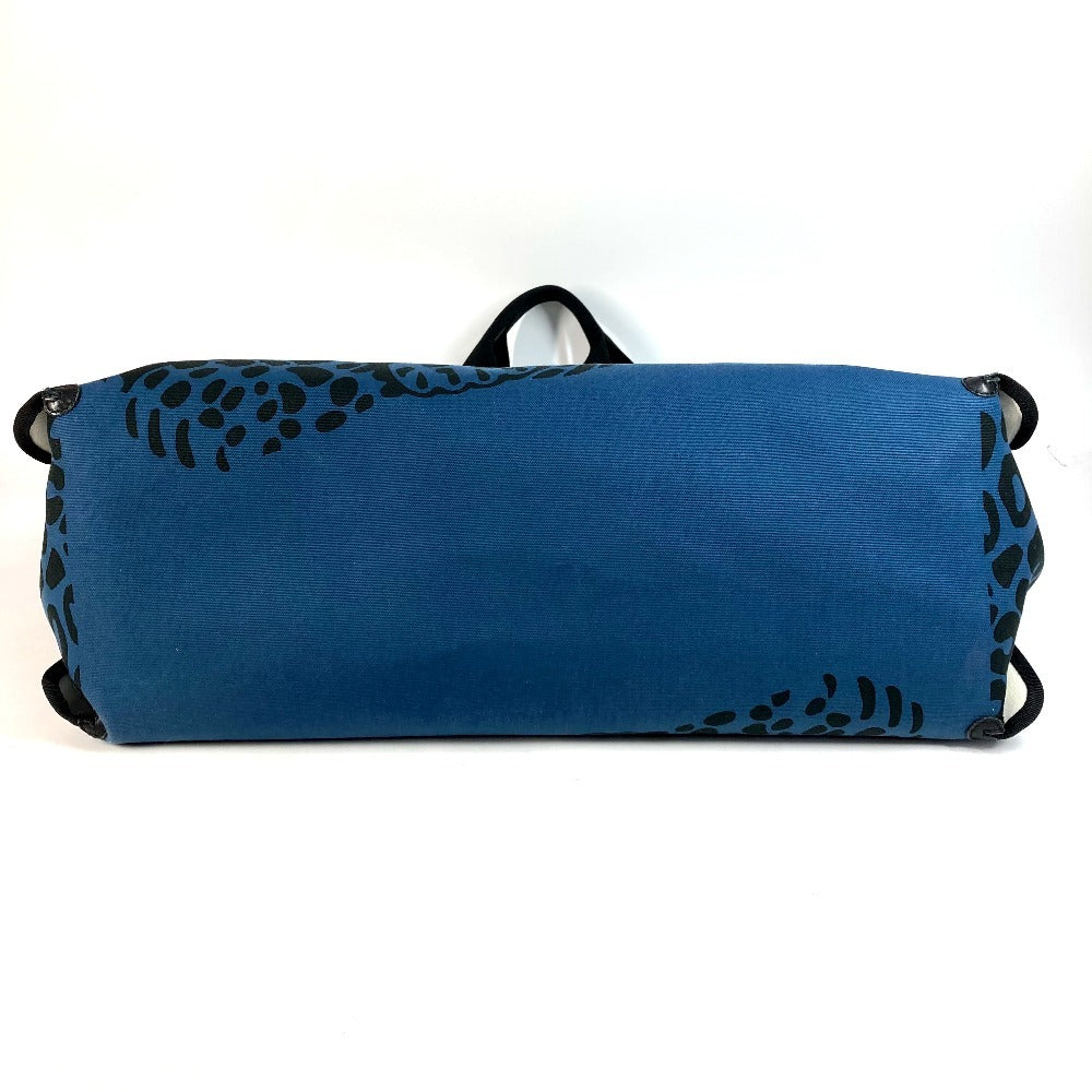 HERMES ショルダーバッグ 肩掛け レオパード ヒョウ 豹 ビーチバッグ カバン トートバッグ コットン ユニセックス ブラック