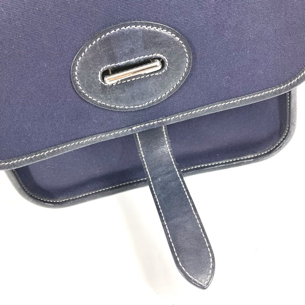 HERMES ブエナベンチュラPM ブエナベンチュラ PM 斜め掛け カバン フラップ ショルダーバッグ レザー/キャンバス ユニセックス ネイビー