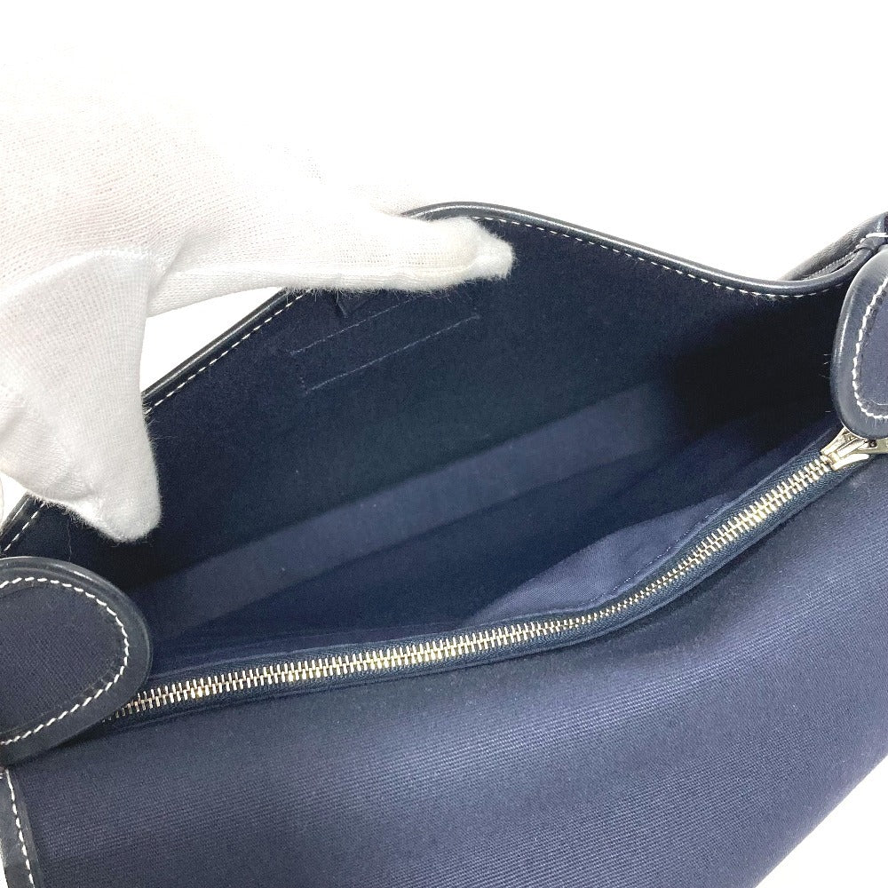 HERMES ブエナベンチュラPM ブエナベンチュラ PM 斜め掛け カバン フラップ ショルダーバッグ レザー/キャンバス ユニセックス ネイビー