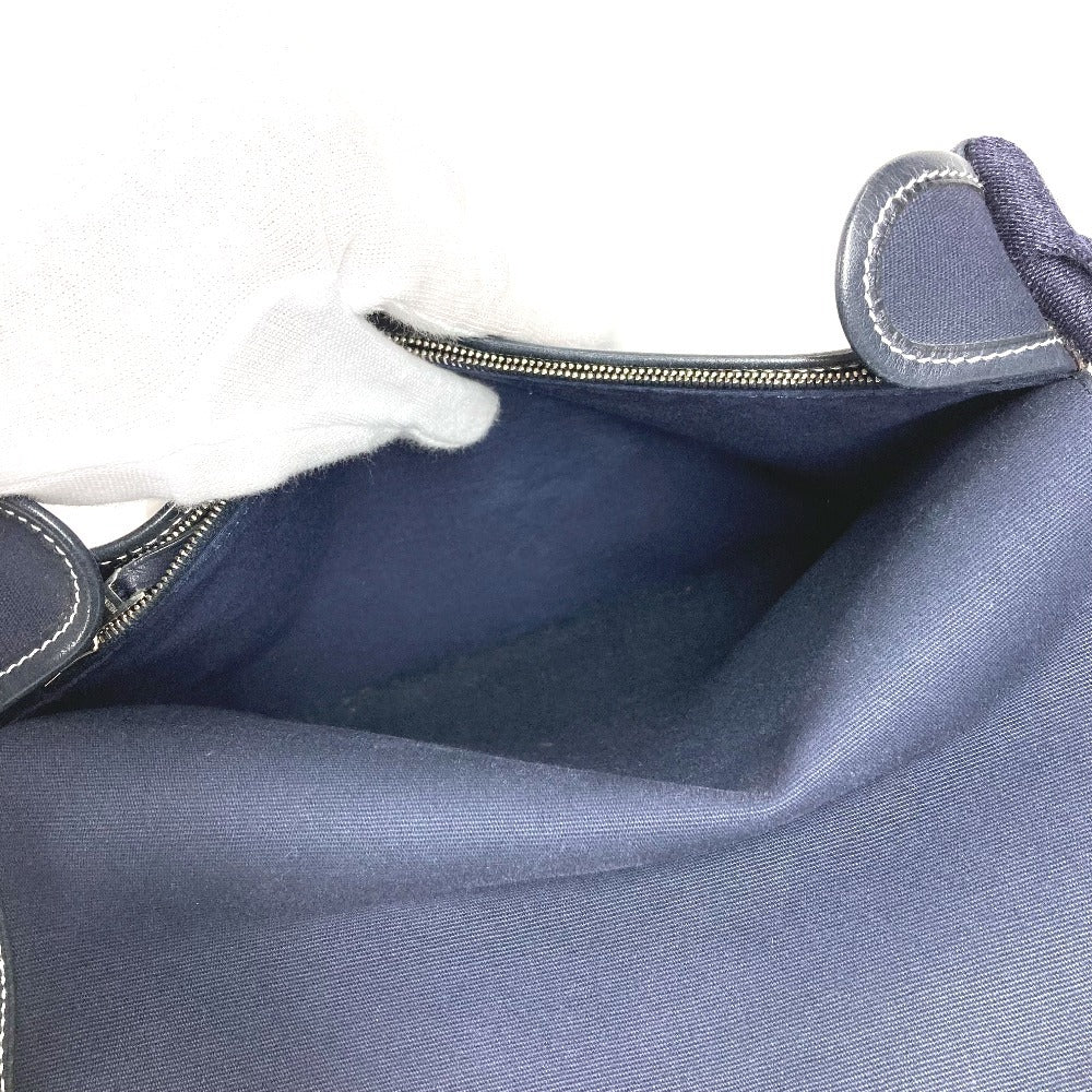 HERMES ブエナベンチュラPM ブエナベンチュラ PM 斜め掛け カバン フラップ ショルダーバッグ レザー/キャンバス ユニセックス ネイビー