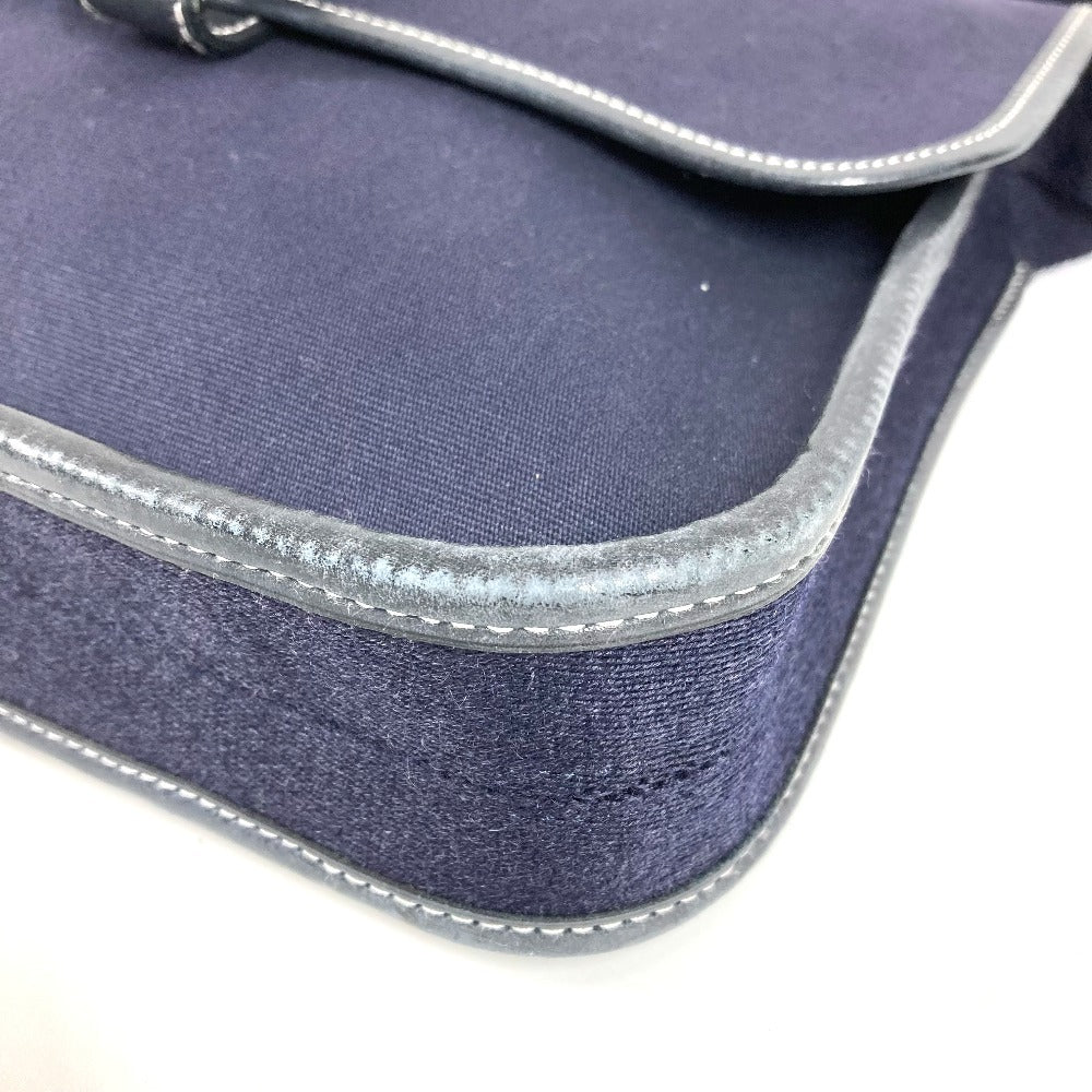 HERMES ブエナベンチュラPM ブエナベンチュラ PM 斜め掛け カバン フラップ ショルダーバッグ レザー/キャンバス ユニセックス ネイビー