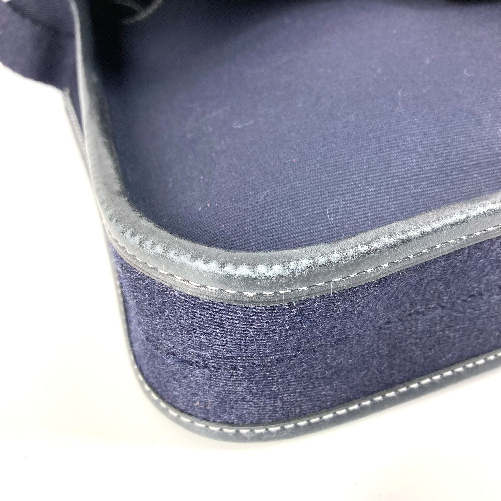 HERMES ブエナベンチュラPM ブエナベンチュラ PM 斜め掛け カバン フラップ ショルダーバッグ レザー/キャンバス ユニセックス ネイビー