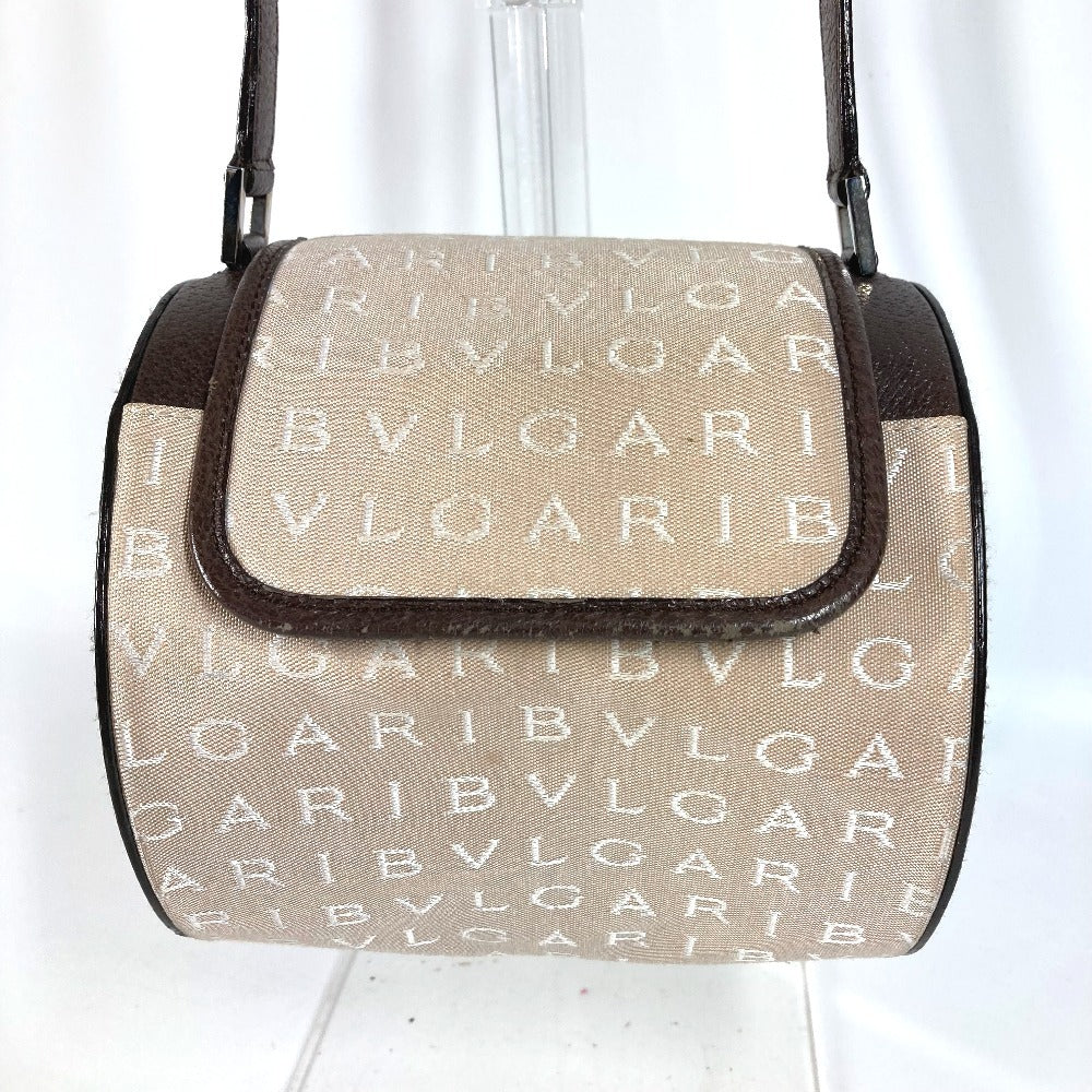 BVLGARI BVLGARI B-ZERO1 Drum Shoulder Bag with Flap, Leather/Canvas, Beige, Women's