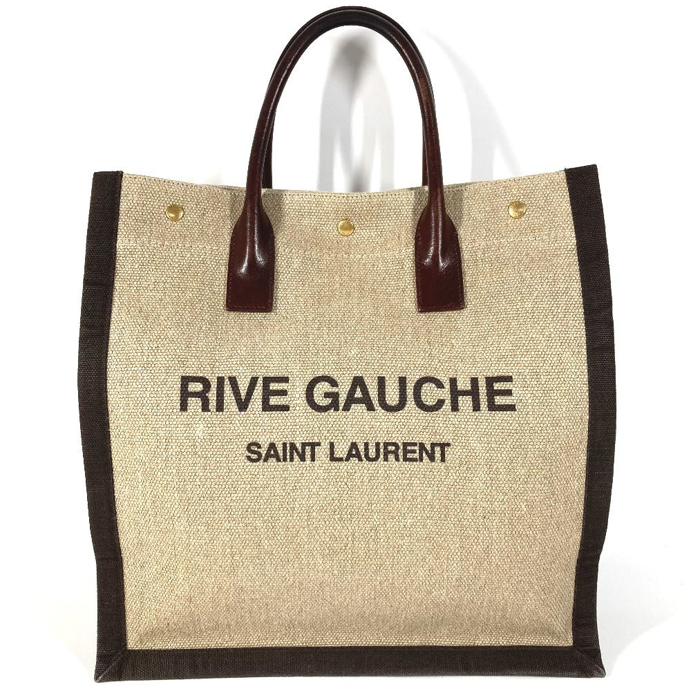 SAINT LAURENT PARIS 631682 RIVE GAUCHE Noé Rive Gauche Tote Bag Shoulder Bag Vertical Tote Handbag Linen Women's Brown