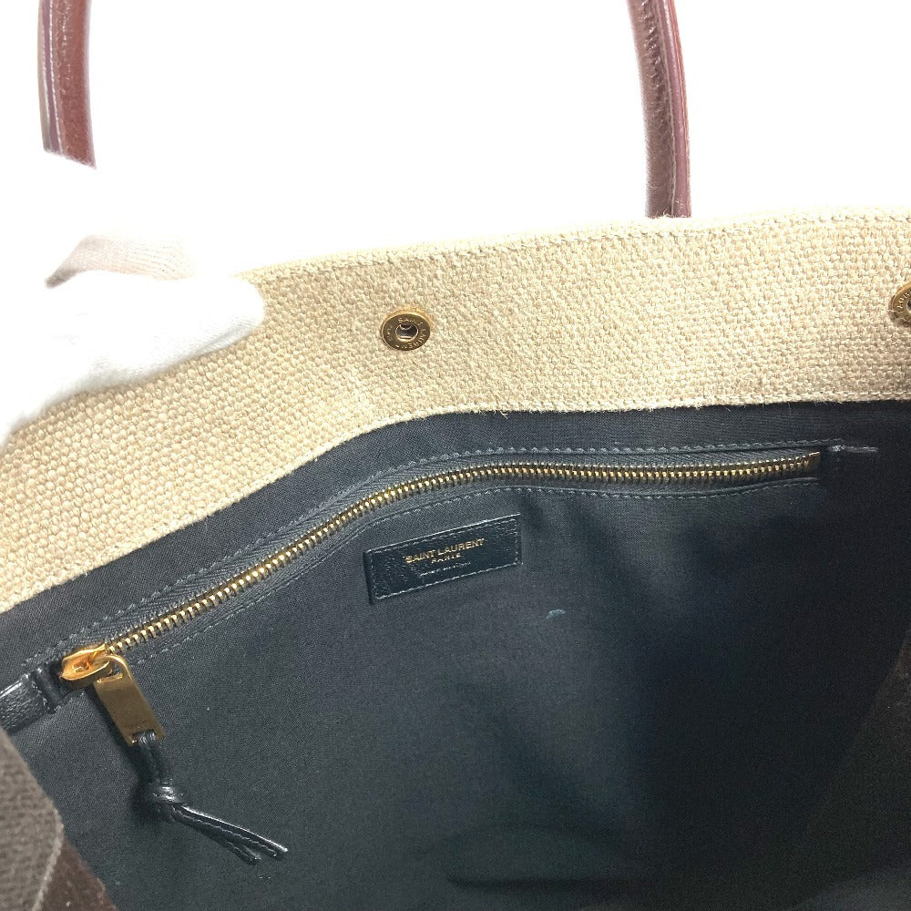 SAINT LAURENT PARIS 631682 RIVE GAUCHE Noé Rive Gauche Tote Bag Shoulder Bag Vertical Tote Handbag Linen Women's Brown