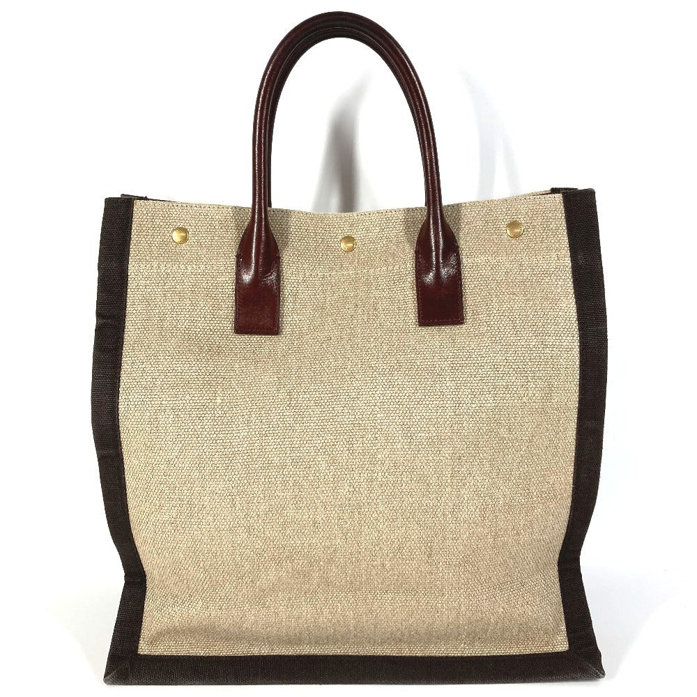 SAINT LAURENT PARIS 631682 RIVE GAUCHE Noé Rive Gauche Tote Bag Shoulder Bag Vertical Tote Handbag Linen Women's Brown