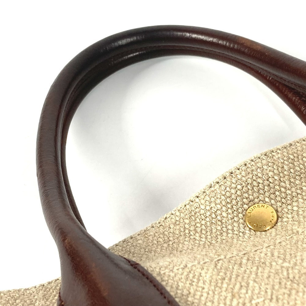 SAINT LAURENT PARIS 631682 RIVE GAUCHE Noé Rive Gauche Tote Bag Shoulder Bag Vertical Tote Handbag Linen Women's Brown