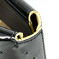 CHANEL Punching CC Coco Mark Logo Handbag Enamel Women's Black