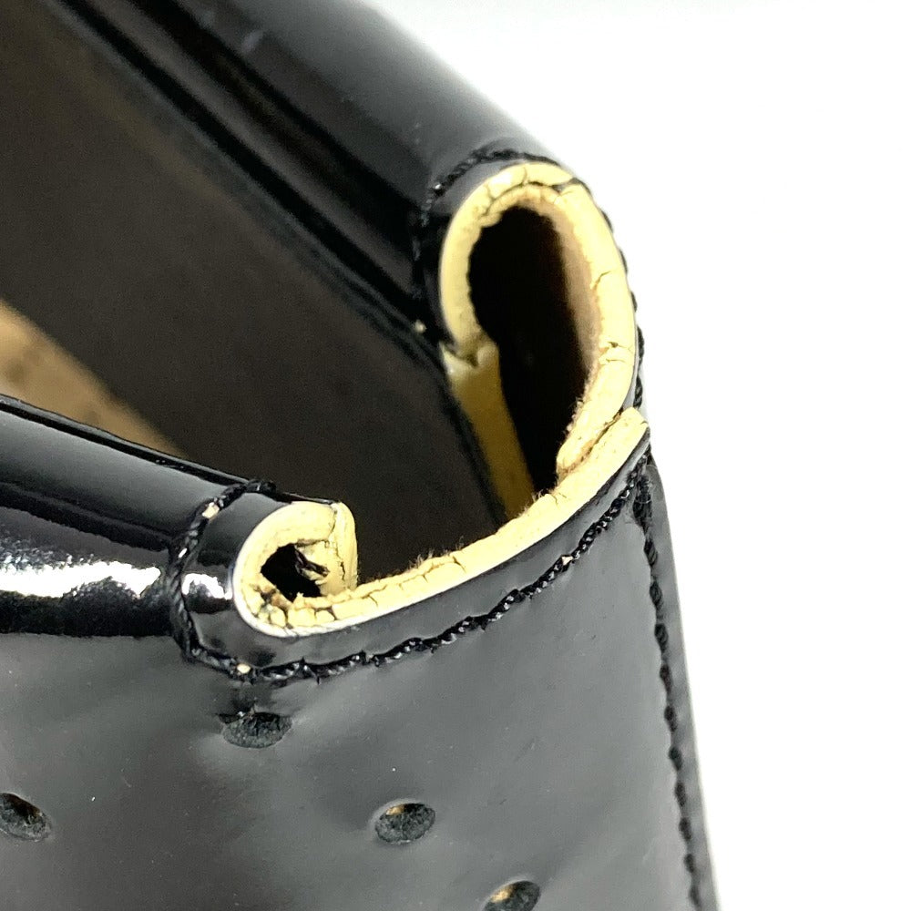 CHANEL Punching CC Coco Mark Logo Handbag Enamel Women's Black