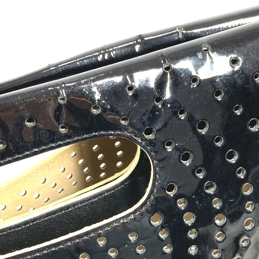 CHANEL Punching CC Coco Mark Logo Handbag Enamel Women's Black