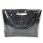 CHANEL Punching CC Coco Mark Logo Handbag Enamel Women's Black
