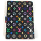 LOUIS VUITTON R21076 Monogram Multicolore Agenda PM Bifold Stationery Planner Cover in Monogram Multicolore Canvas, Unisex, Noir, Black