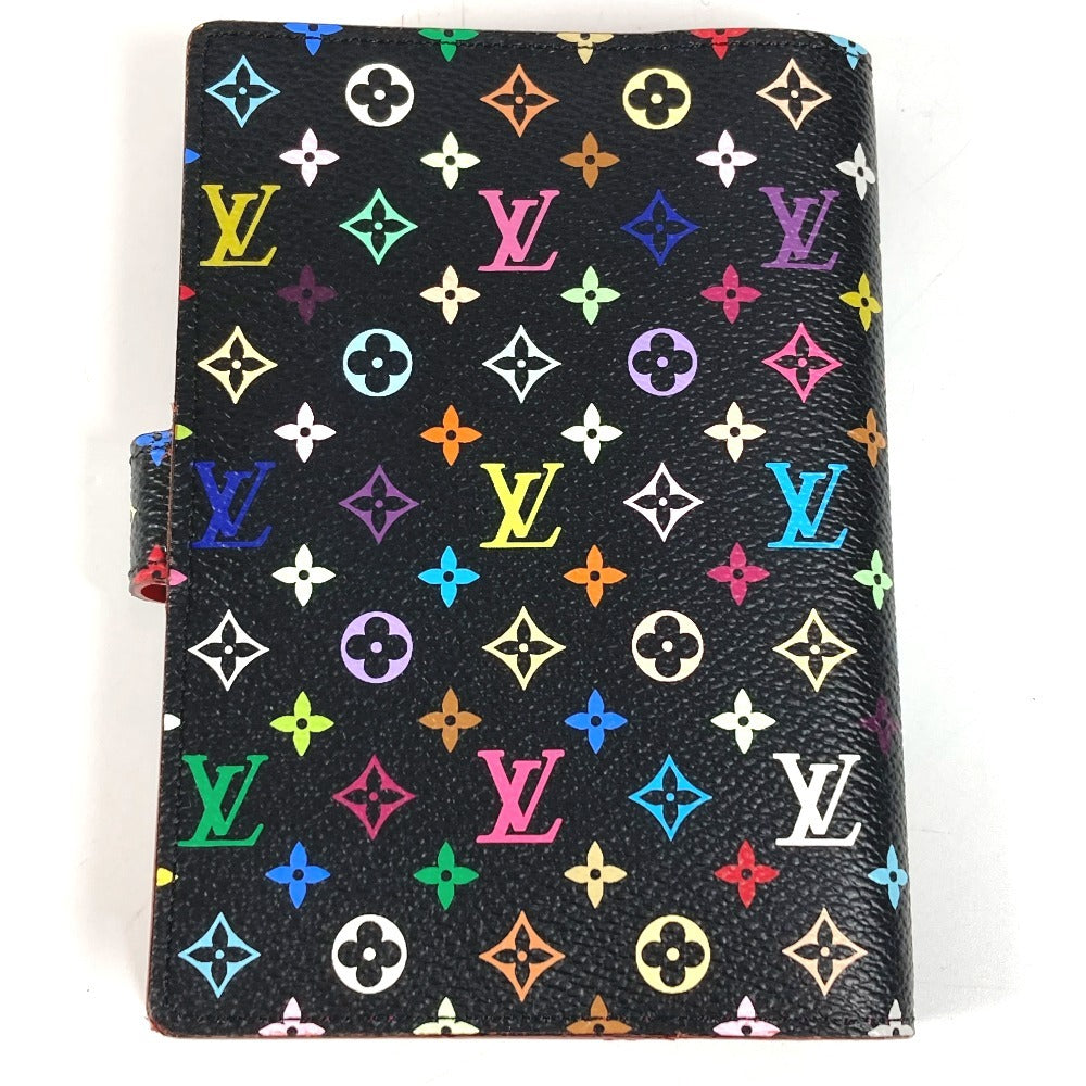 LOUIS VUITTON R21076 Monogram Multicolore Agenda PM Bifold Stationery Planner Cover in Monogram Multicolore Canvas, Unisex, Noir, Black