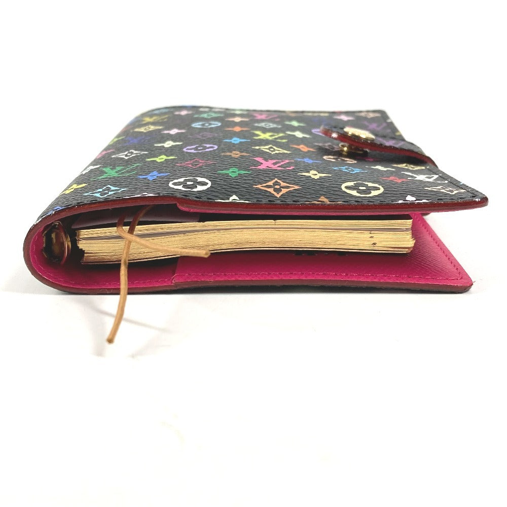LOUIS VUITTON R21076 Monogram Multicolore Agenda PM Bifold Stationery Planner Cover in Monogram Multicolore Canvas, Unisex, Noir, Black