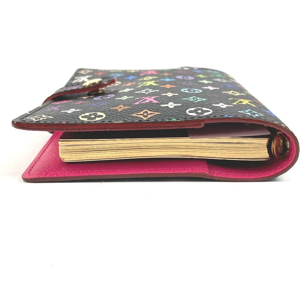 LOUIS VUITTON R21076 Monogram Multicolore Agenda PM Bifold Stationery Planner Cover in Monogram Multicolore Canvas, Unisex, Noir, Black