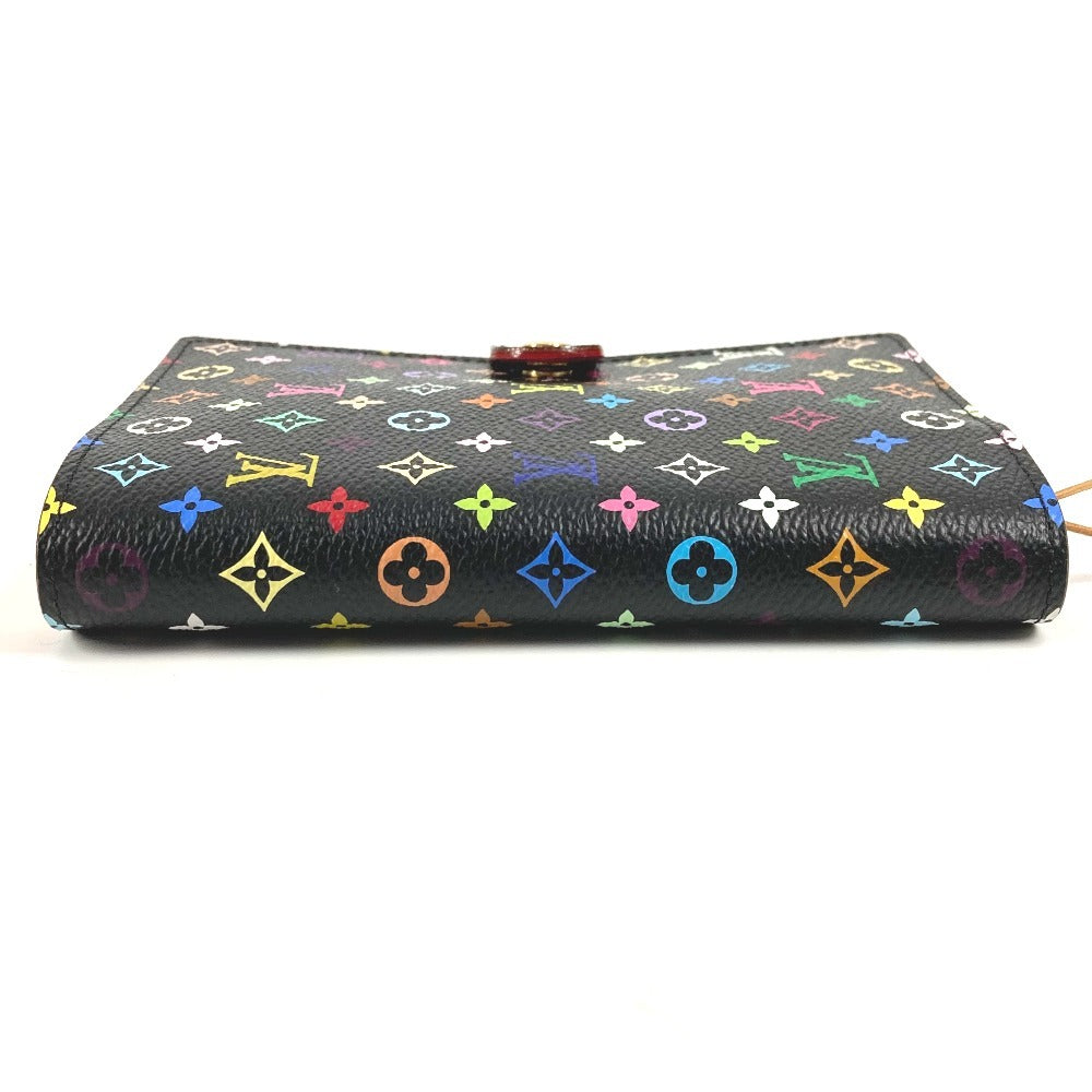 LOUIS VUITTON R21076 Monogram Multicolore Agenda PM Bifold Stationery Planner Cover in Monogram Multicolore Canvas, Unisex, Noir, Black