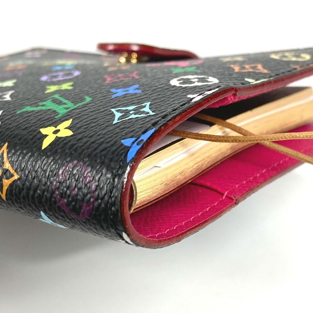 LOUIS VUITTON R21076 Monogram Multicolore Agenda PM Bifold Stationery Planner Cover in Monogram Multicolore Canvas, Unisex, Noir, Black