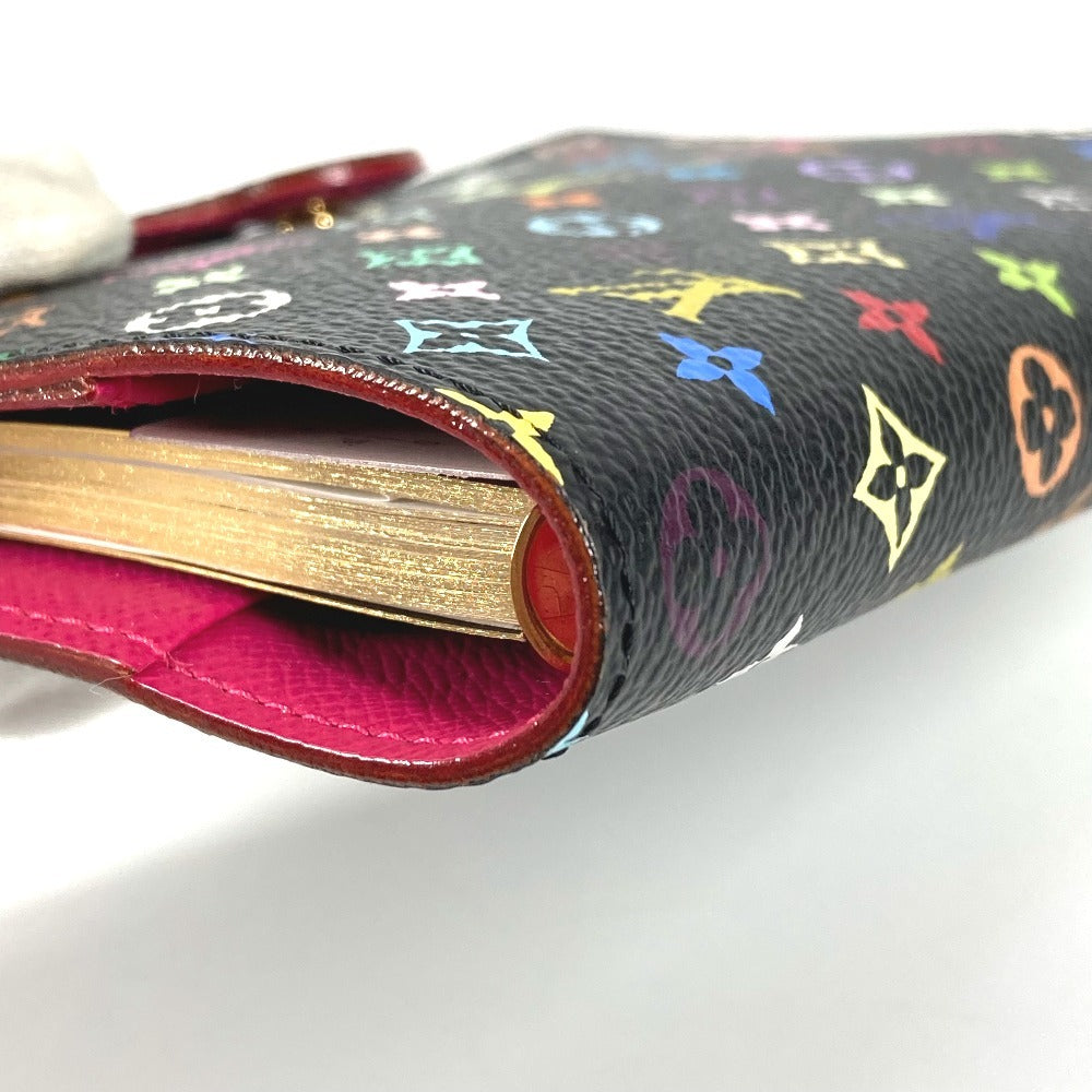 LOUIS VUITTON R21076 Monogram Multicolore Agenda PM Bifold Stationery Planner Cover in Monogram Multicolore Canvas, Unisex, Noir, Black