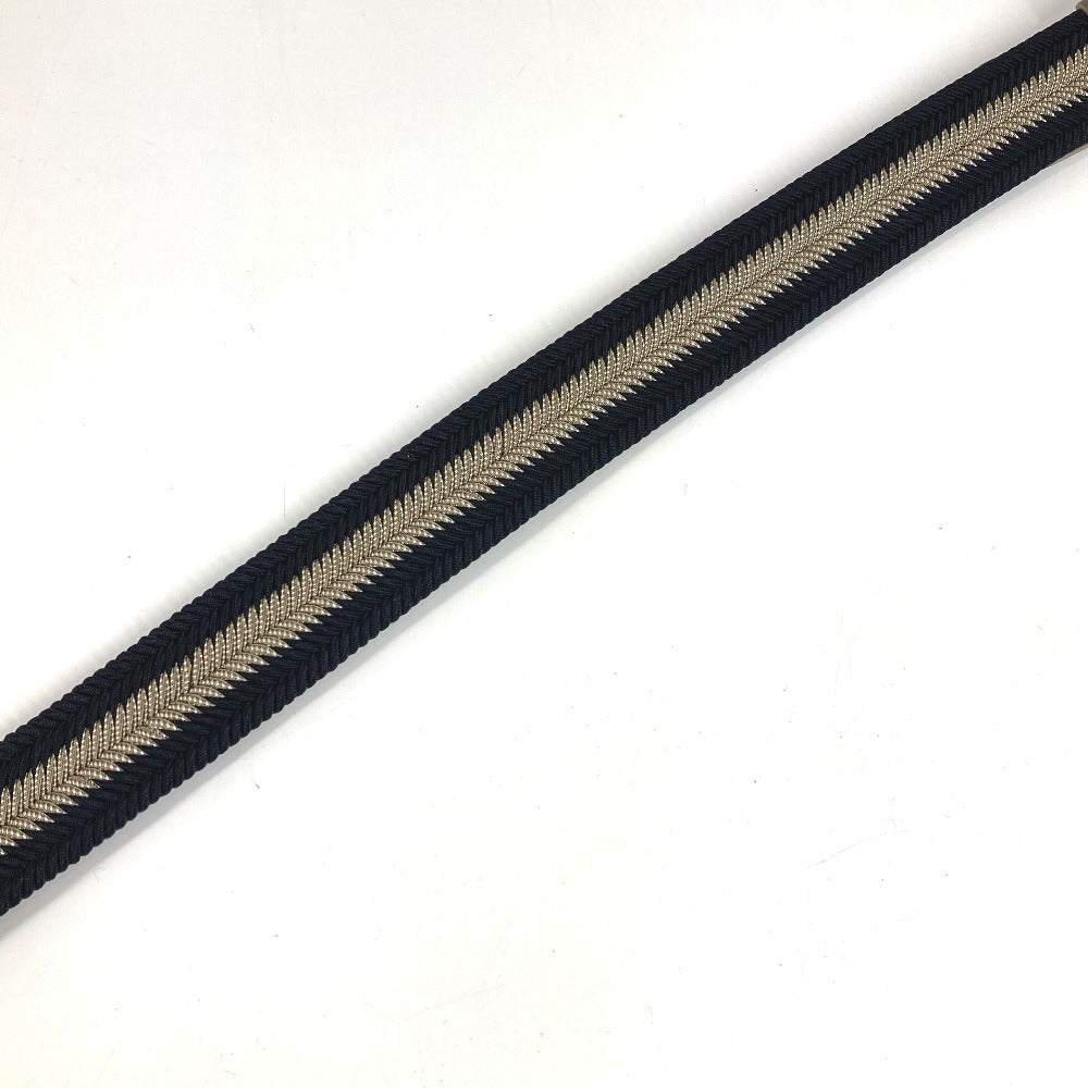 BVLGARI Logo Buckle Belt for Bottoms, Leather/Canvas, Men's, Navy