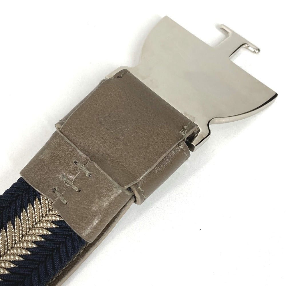 BVLGARI Logo Buckle Belt for Bottoms, Leather/Canvas, Men's, Navy