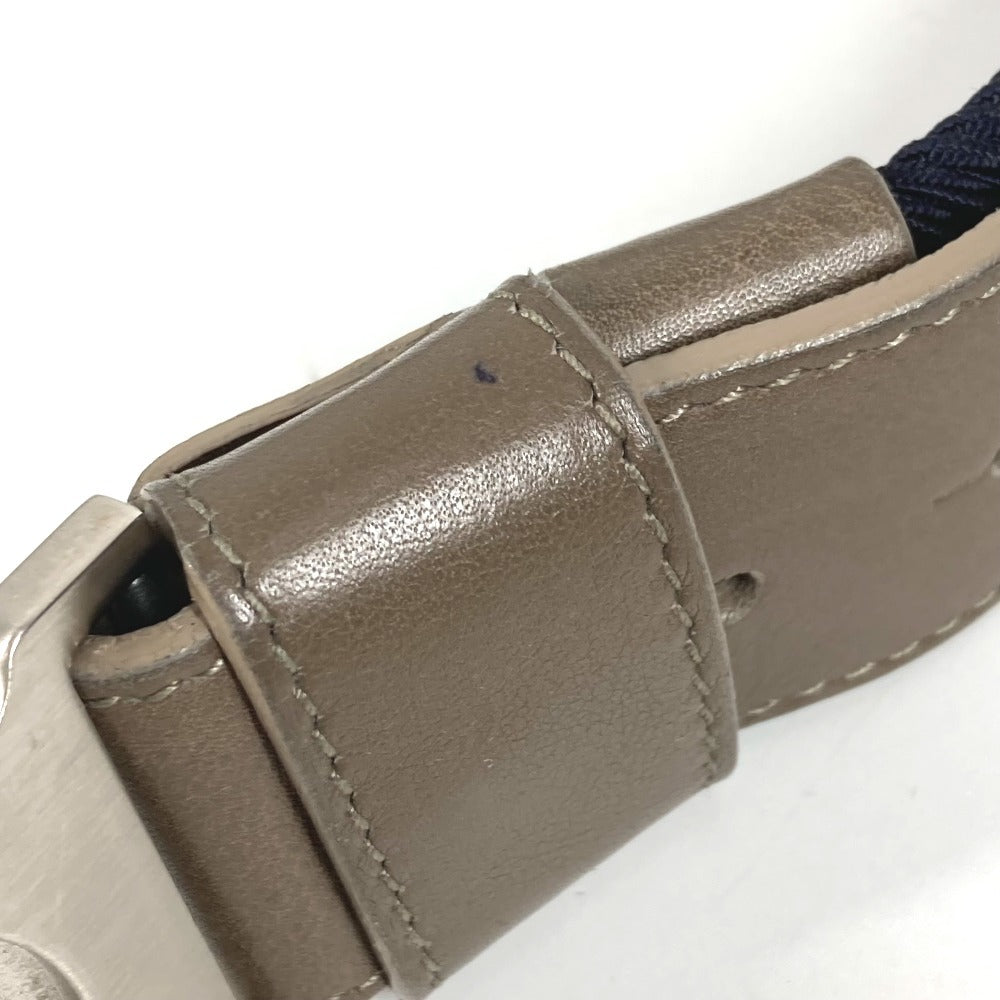 BVLGARI Logo Buckle Belt for Bottoms, Leather/Canvas, Men's, Navy
