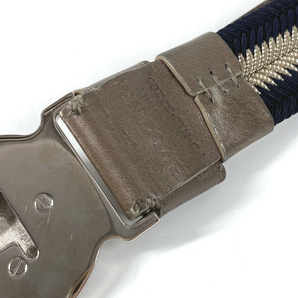 BVLGARI Logo Buckle Belt for Bottoms, Leather/Canvas, Men's, Navy