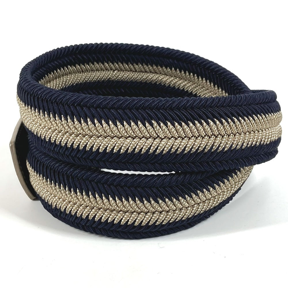 BVLGARI Logo Buckle Belt for Bottoms, Leather/Canvas, Men's, Navy