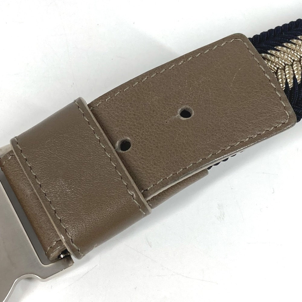 BVLGARI Logo Buckle Belt for Bottoms, Leather/Canvas, Men's, Navy