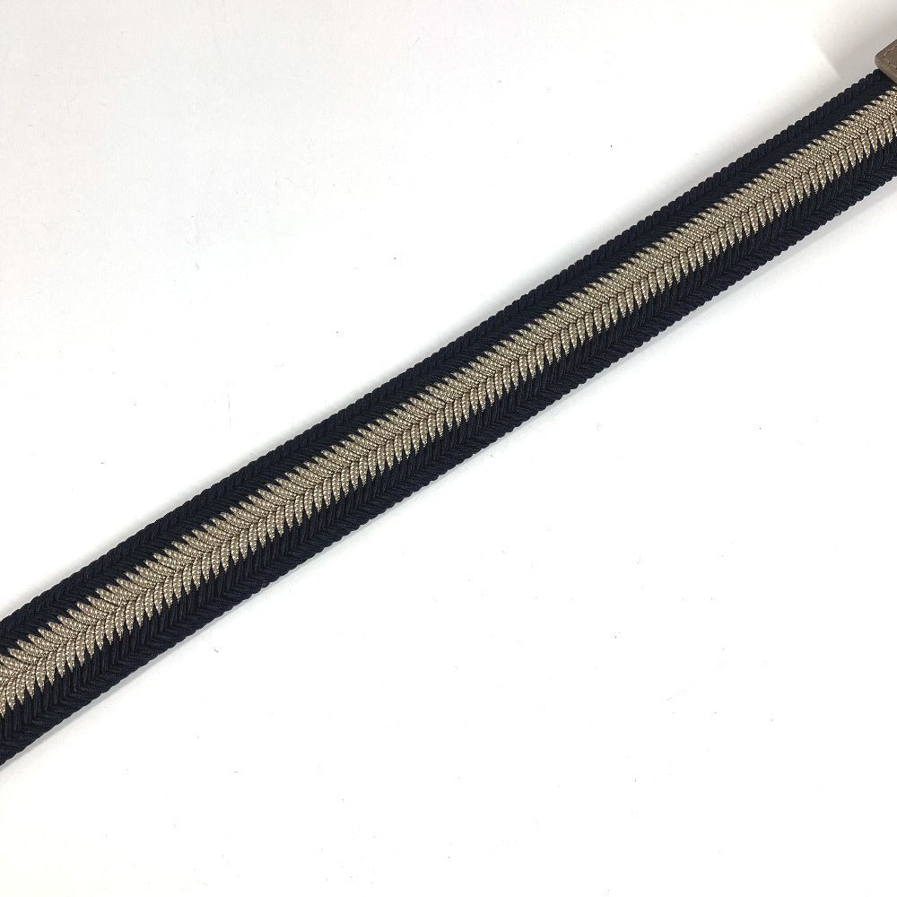 BVLGARI Logo Buckle Belt for Bottoms, Leather/Canvas, Men's, Navy