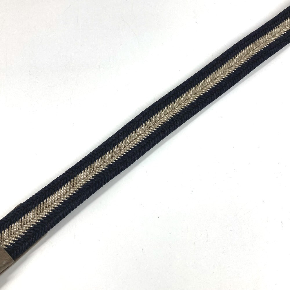 BVLGARI Logo Buckle Belt for Bottoms, Leather/Canvas, Men's, Navy
