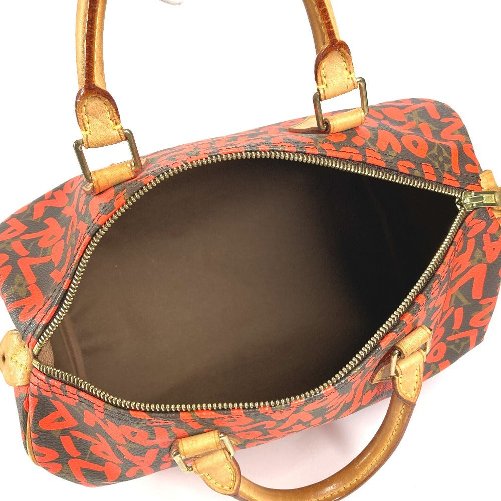 LOUIS VUITTON M93705 Monogram Graffiti Speedy 30 Handbag, Mini Boston Bag, Monogram Graffiti Canvas, Women's, Orange
