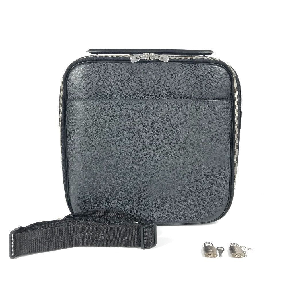 LOUIS VUITTON M30762 Taiga Tura 2-Way Bag, Shoulder Bag, Document Bag, Briefcase, Handbag, Business Bag, Taiga Leather, Unisex, Ardoise, Black