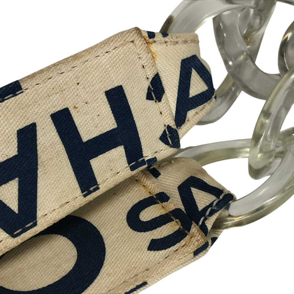 CHANEL バイシーライン CC ココマーク ロゴ カバン 肩掛け プラスチックチェーン チェーンバッグ トートバッグ ショルダーバッグ キャンバス レディース ホワイト