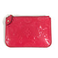 LOUIS VUITTON M90312 Monogram Vernis Pochette Cle NM Wallet with Coin Purse and Key Ring, Monogram Vernis Canvas, Unisex, Pink
