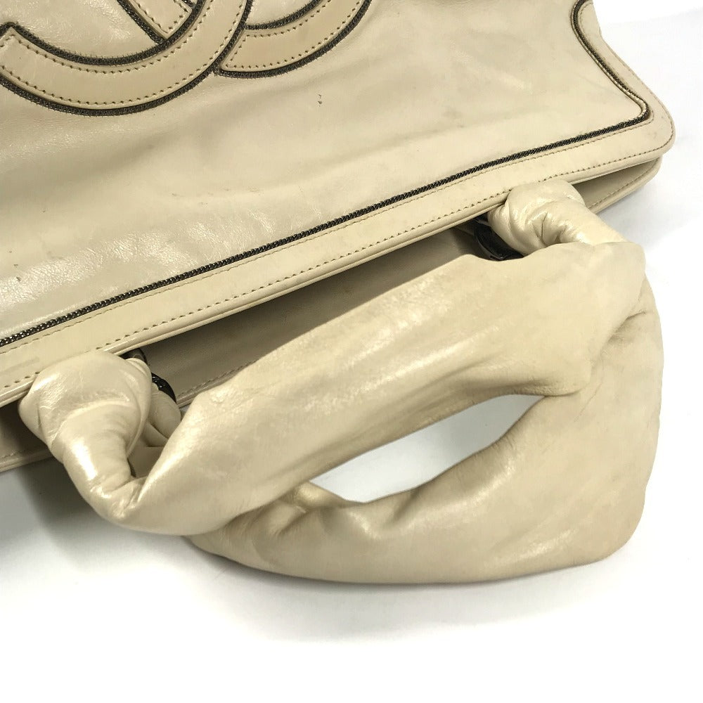 CHANEL CC ココマーク ロゴ チェーンロゴ カバン ミニボストンバッグ ハンドバッグ レザー ユニセックス ホワイト