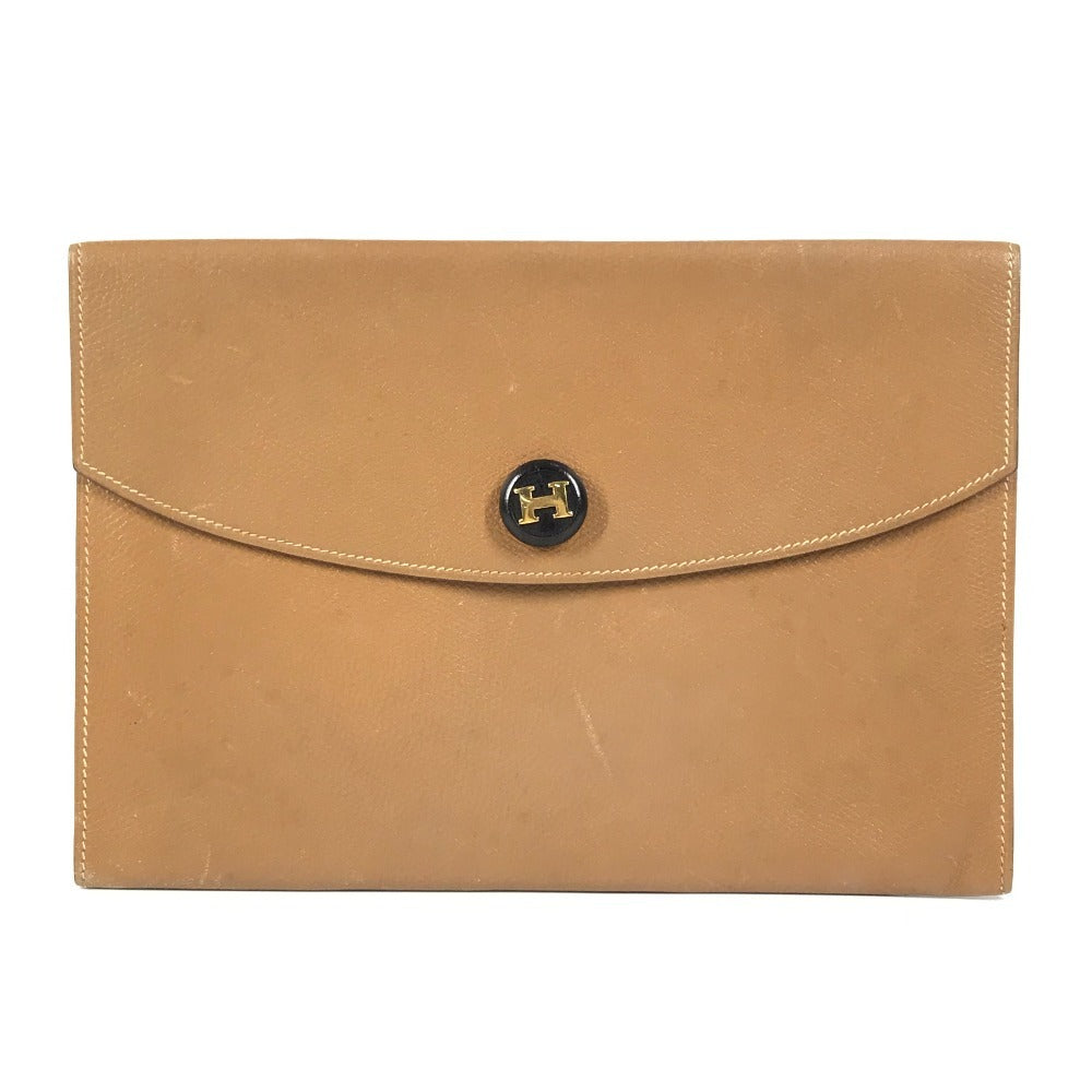 HERMES Hロゴ ヴィンテージ ポシェットリオ ポシェットリオ クラッチバッグ カバン ポーチ セカンドバッグ レザー ユニセックス ブラウン