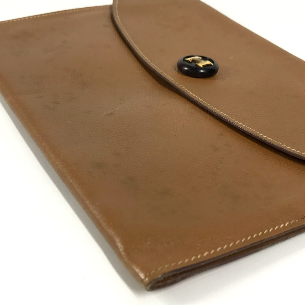 HERMES Hロゴ ヴィンテージ ポシェットリオ ポシェットリオ クラッチバッグ カバン ポーチ セカンドバッグ レザー ユニセックス ブラウン