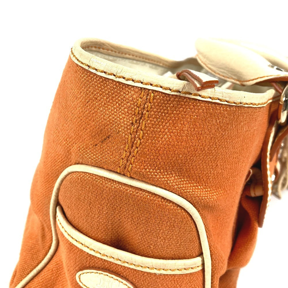 CELINE フリンジ タッセル ロゴ マカダム ブギーバッグ トートバッグ カバン ハンドバッグ レザー/キャンバス レディース オレンジ