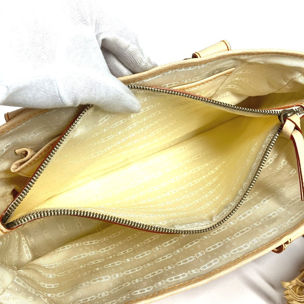 CELINE フリンジ タッセル ロゴ マカダム ブギーバッグ トートバッグ カバン ハンドバッグ レザー/キャンバス レディース オレンジ